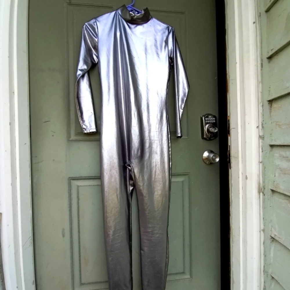 Silver body suit